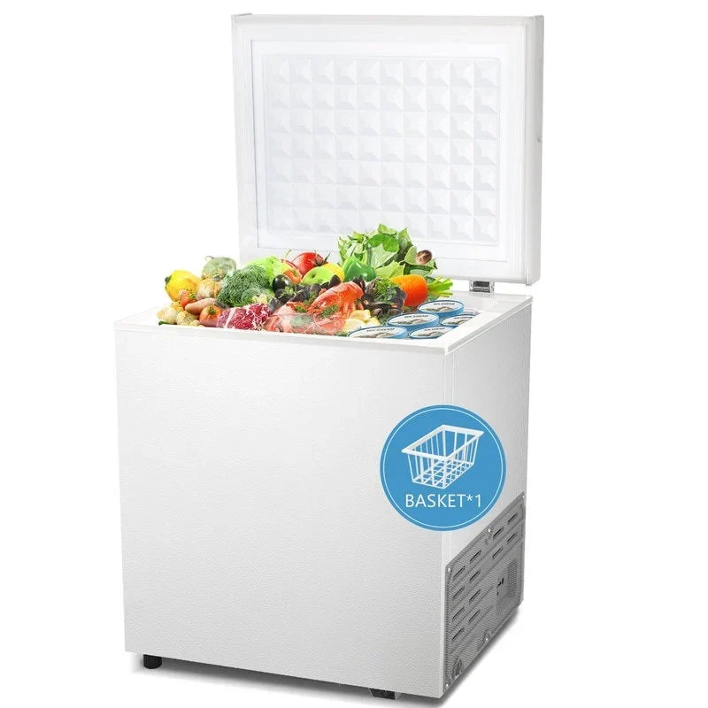 Congélateur coffre de 51 L avec panier amovible, drain inférieur, thermostat à 7 niveaux, conception autonome pour la maison et l'appartement