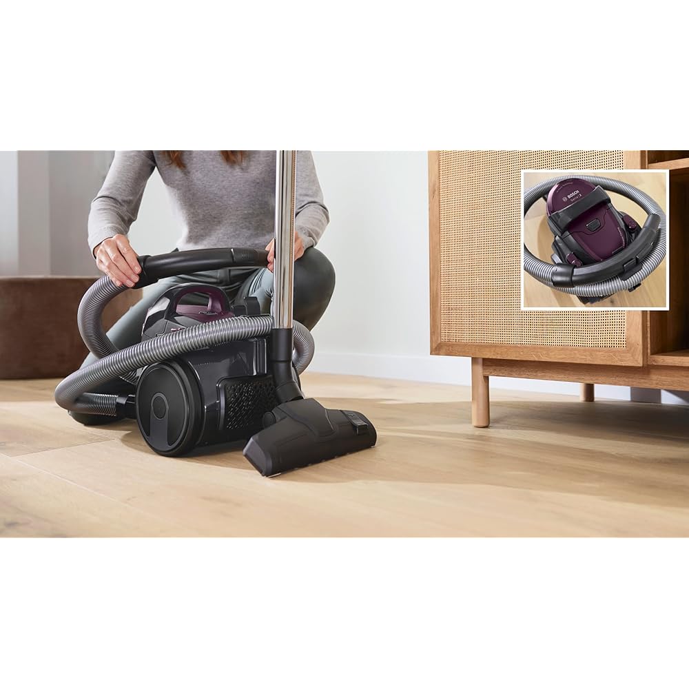 Bosch Electroménager Série 2, BGC05AAA1, aspirateur traîneau sans Sac, capacité de 1,5L, Filtre hygiénique Lavable, Haute Performance d’Aspiration, Rayon d'action de 9 m, Compact et léger, Violet : Cuisine et Maison