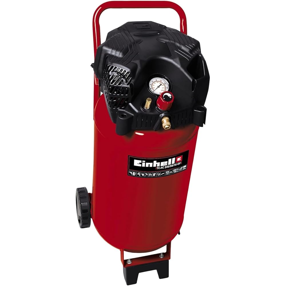 Einhell Compresseur TH-AC 240/50/10 OF (Puissance moteur 1500 W, 50 L) &amp; Accessoire Tuyau HP 15 m pour compresseur, Pression maximale 15 bar, Raccord 1/4 : Bricolage