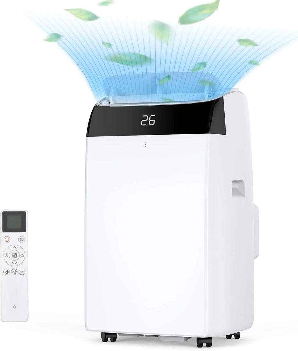 Climatiseur Mobile 12000 BTU 3-En-1 Refroidissement, Ventilateur & Déshumidificateur 45L/Jour, Silencieux
