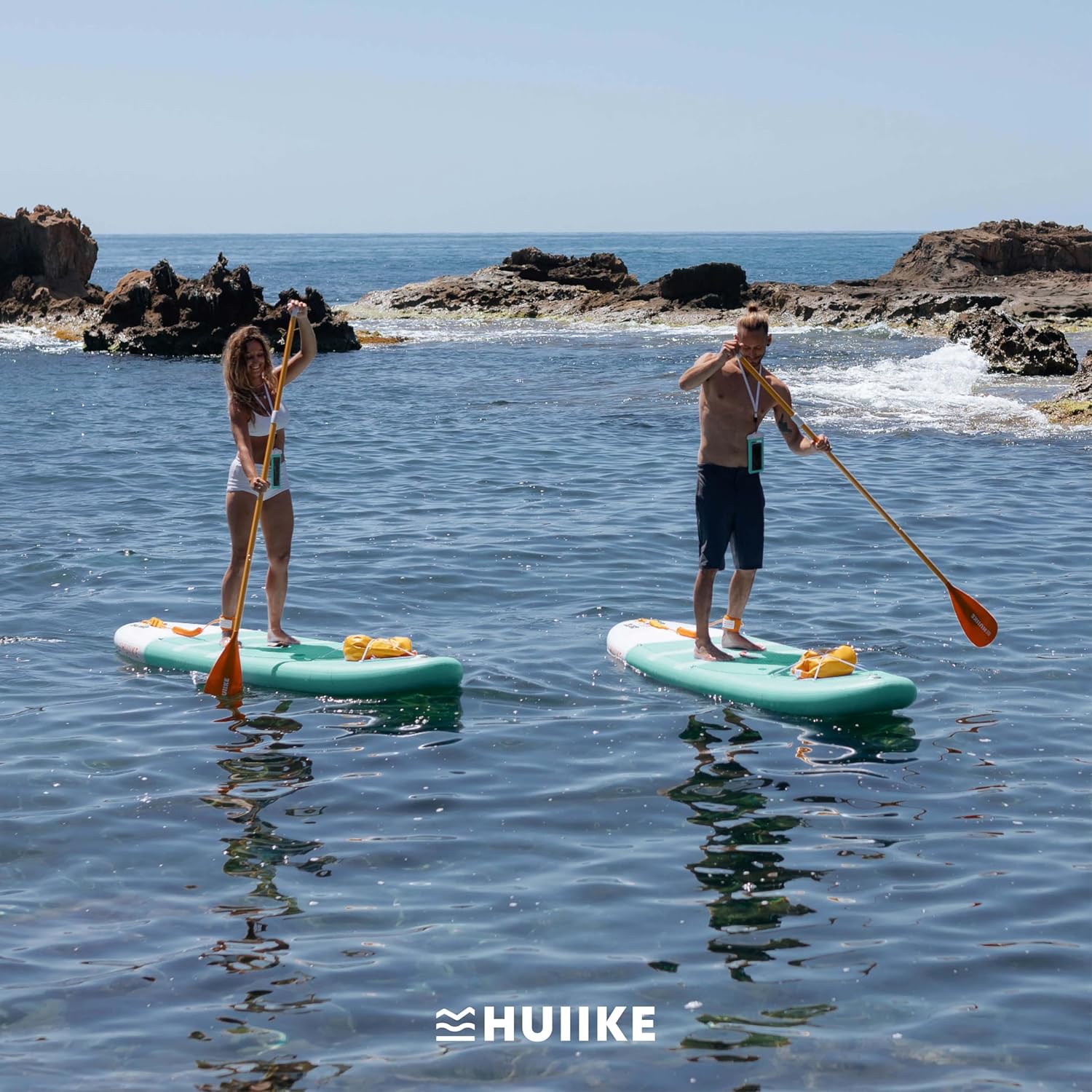 HUIIKE Paddle Gonflable Adulte avec Accessoires Inclus, Pagaie, Ailerons, Pompe. Planche de Stand Up Paddle Grande Stabilité et Résistance. 305 x 84 x 15 cm, Jusqu'à 130 kg