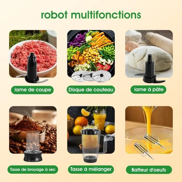 Robot multifonction - FIMEI - 11 en 1 - 1100W - 3 Vitesses - Noir