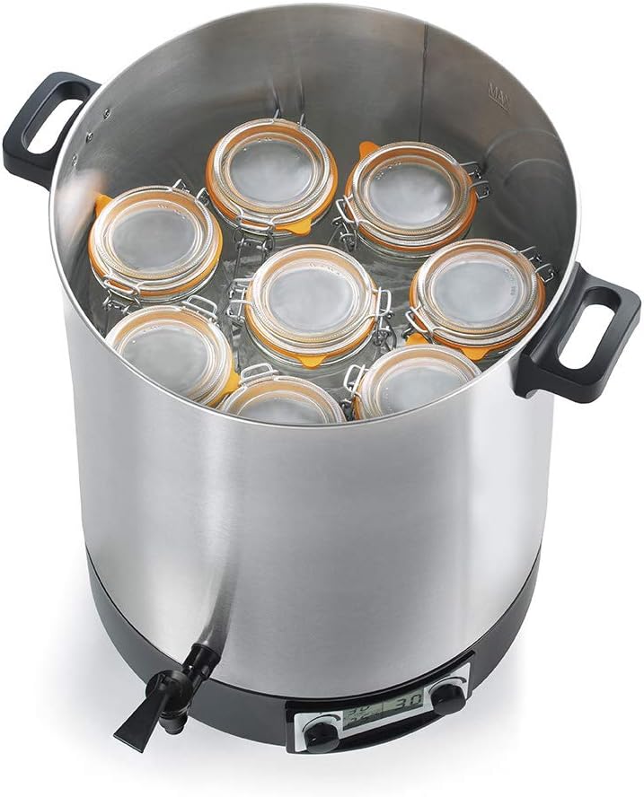 Stérilisateur De Bocaux Électrique Cuve Inox Avec Ecran Lcd, Robinet Et Minuteur 45l 2500w - STERI PRO INOX 45L LCD