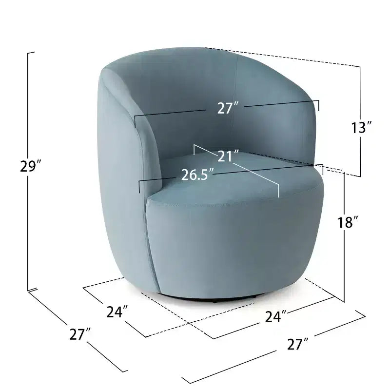 Fauteuil d'appoint pivotant moderne en velours, Fauteuil barillet rembourré avec rotation à 360°, Fauteuil de salon pour le séjour et le coin lecture - Panipeachy