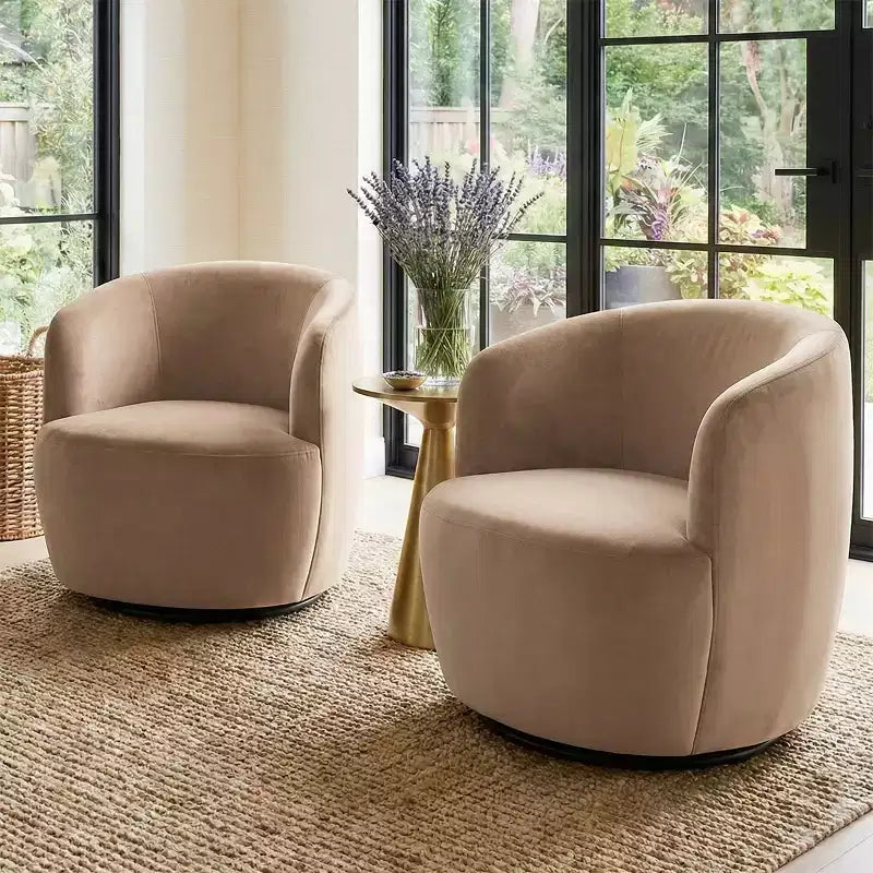 Fauteuil d'appoint pivotant moderne en velours, Fauteuil barillet rembourré avec rotation à 360°, Fauteuil de salon pour le séjour et le coin lecture - Panipeachy