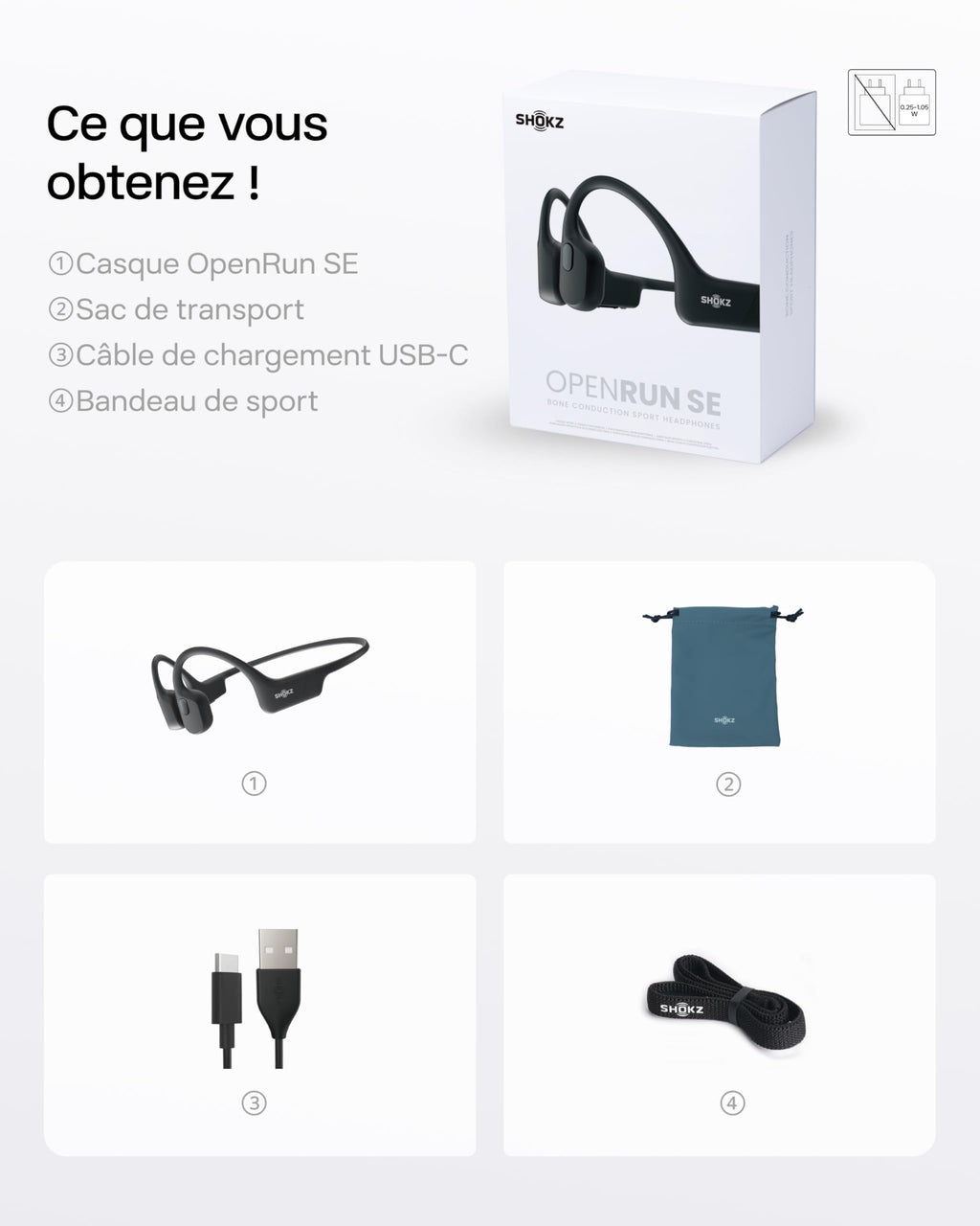SHOKZ OpenRun Casque à Conduction osseuse, écouteurs Bluetooth Oreilles Libres pour Le Sport avec Micro, Casque sans Fil étanche IP67, 8 Heures d’auto