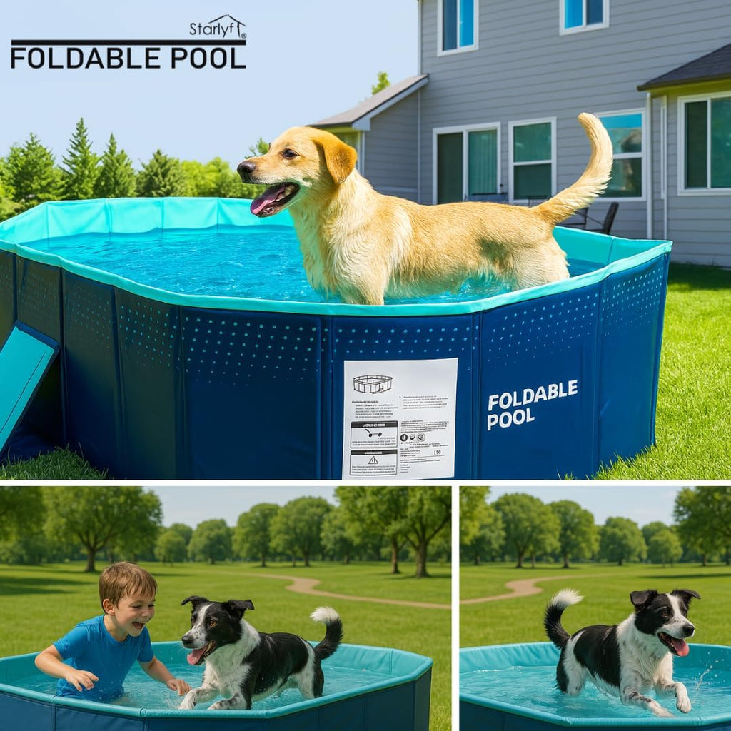 INDUSTEX Piscine Pliable Foldable Pool, Piscine pour Enfants et Adultes Portable, Piscine Amovible, Baignoire, Piscine Jouet, Piscine pour Animaux de compagnies (130 x 90 x 45 cm)