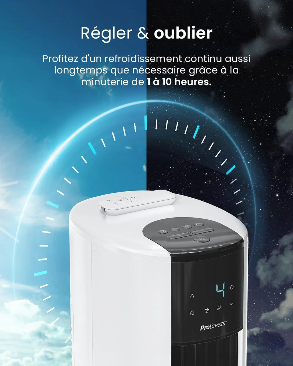 Pro Breeze OmniAir Rafraichisseur d'Air 7L 3en1, 7 Vitesses, 3 Modes, Oscillant, Minuterie 10h, Climatiseur Mobile Sans Évacuation, Silencieux, Sans Conduit, Ventilateur Refroidisseur d'Air
