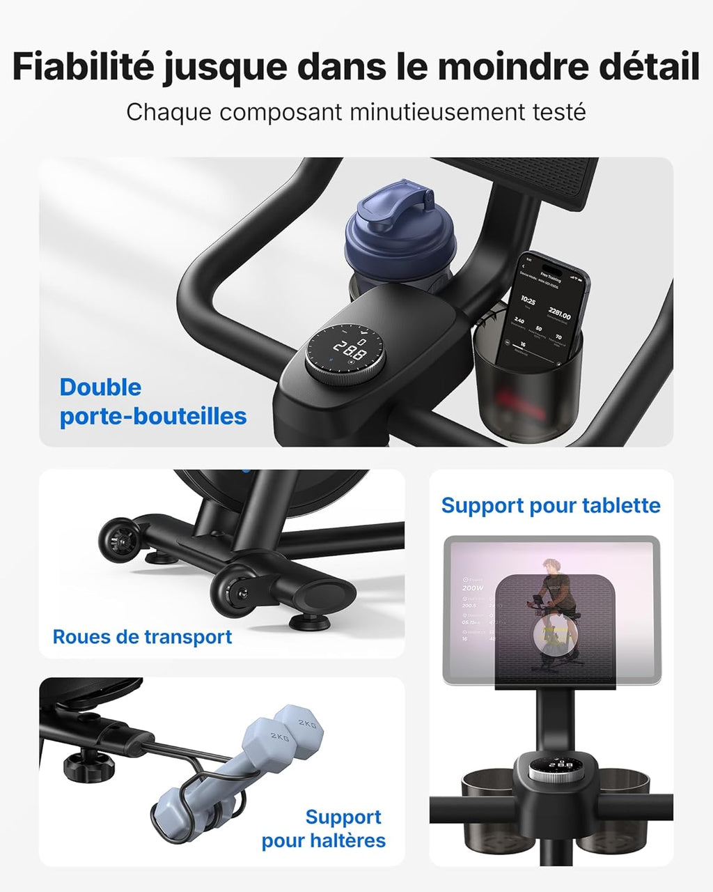 MERACH Vélo d'Appartement pour la Maison - Vélo de Fitness d'Intérieur Silencieux avec Résistance Réglable, Écran LED, Siège Confortable, pour Entraînement Cardio, App Exclusive, Capacité Max 136KG