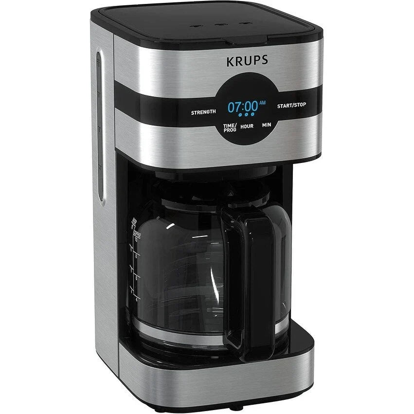Cafetière numérique 10 tasses, acier inoxydable noir, programmation de l'infusion, pause et service automatiques